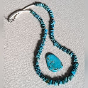 Turquoise Beaded Necklace Stones Protection Evil Eye (Necklace Only)